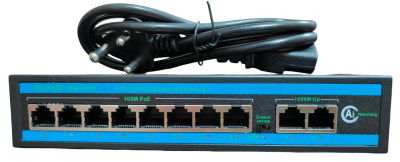 8 Port (8+2) 2 up-link Giga port ultra hd network ethernet imported poe switch (54v)