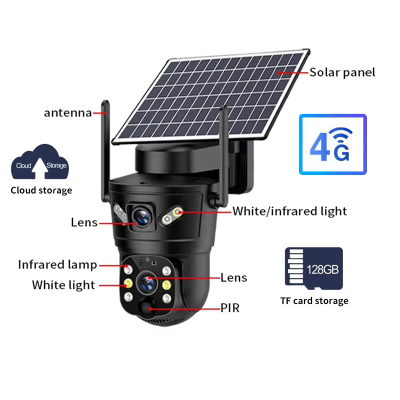 6MP 4G solar pir human tracking app V380 pro ptz camera