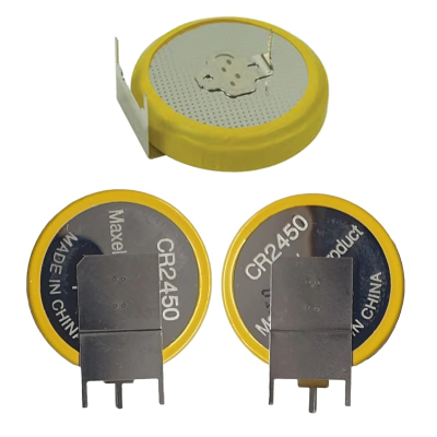 lithium-ion high capacity 3V 2450 button cell with pins for dvr and nvr