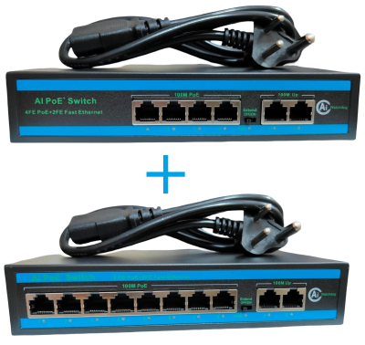 4+8 Port 54v mega poe switch combo