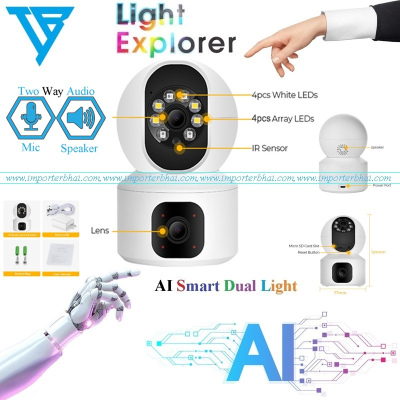 3mp Ai wifi dual lens both working dual IR led ultra hd smart baby monitor auto tracking ip pt two way audio cp surveillance cctv camera V380 Pro