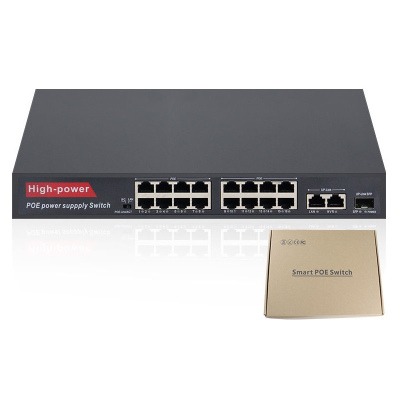 16 Port GAIGABIT (16+2+1) 2 up-link + 1SFT port ultra hd network ethernet imported poe switch