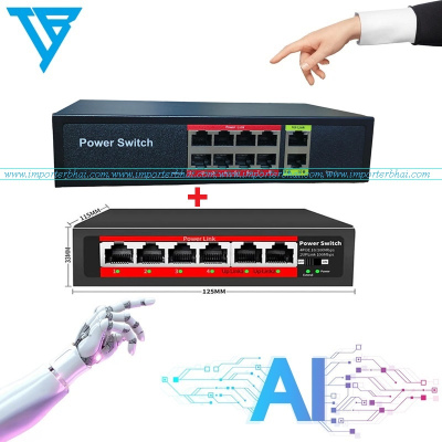 Combo 6 Port+ 10Port mega imported poe switch (52v)