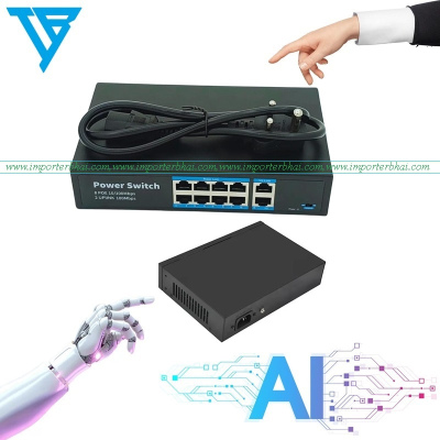 10 Port (8+2) full gigabit ultra hd network ethernet imported poe switch (54v 150w)